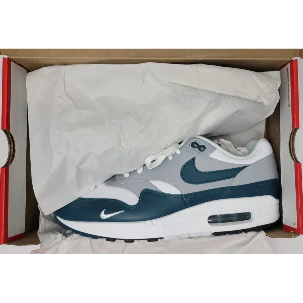 Nike Air MAX 1 LV8 White Dark Teal Green Shoes Sneakers Men's 9.5 DH4059-101 11W